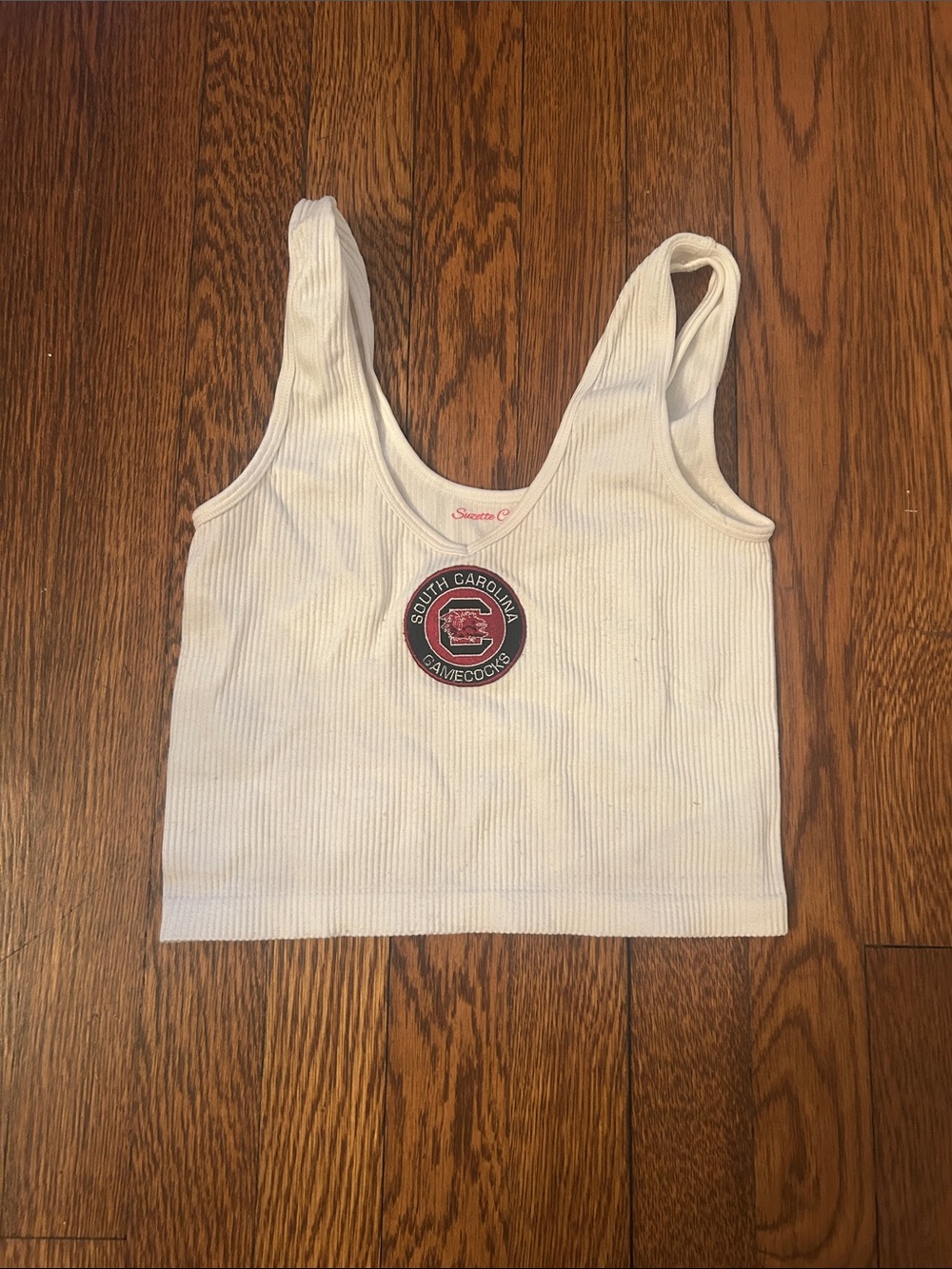 South Carolina Gamecocks White Ribbed Tank Top